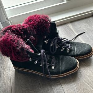 Sam Edelman Leather women’s Black and Pink Fur-Lined Boots Like New